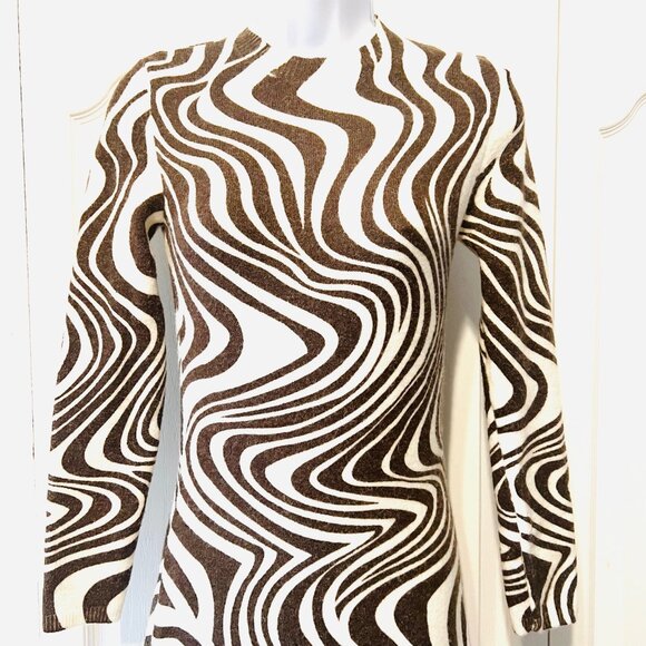 Zara Zebra Print Long Sleeve Fitted Dress-Small-Brown/Winter Wh.-Soft-Pull On - Picture 2 of 14